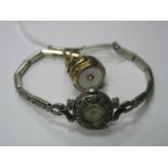 Countess Marcasite Set Ladies Cocktail Wristwatch, stamped "Silver", on marcasite set bracelet;