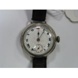 A Hallmarked Silver Cased Ladies Wristwatch, the white dial with black and red Roman numerals and