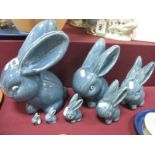 Bourne Denby Ware, a set of seven graduated Bunny Rabbits.