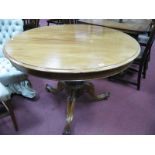 A XIX Century Mahogany Centre Table, with a circular top, bulbous pedestal on cabriole legs,