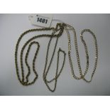 A 9ct Gold Curb Chain, together with a 9ct gold rope chain, a 9ct gold belcher chain.