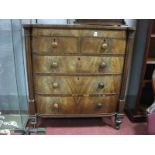 A Victorian Mahogany Four Heights Chest of Drawers, fitted with two short and three long drawers,