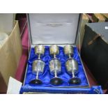 A Set of Plated Goblets, featuring Newcastle Races Crest, (cased)