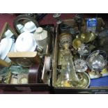 Crackleglass Vase, Smiths and Tempora mantel clocks, wall mirrors, stoneware foot warmer,