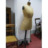 A Circa 1900 Stockman, Paris Tailors Female Dummy, with fabric covering on turned ebonised support