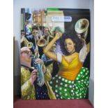 Peter J. Bailey (b1951), 'Street Jazz', oil on canvas, signed, 101.5 x 76cm.