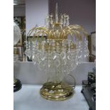 A Focus Table Lamp, with faceted obelisk finial, and lustre drops to many sprouting gilt metal