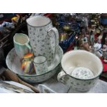 Royal Doulton Five Piece Wash Jug and Bowl Set, Sylvac and Falcon ware, jug vase.