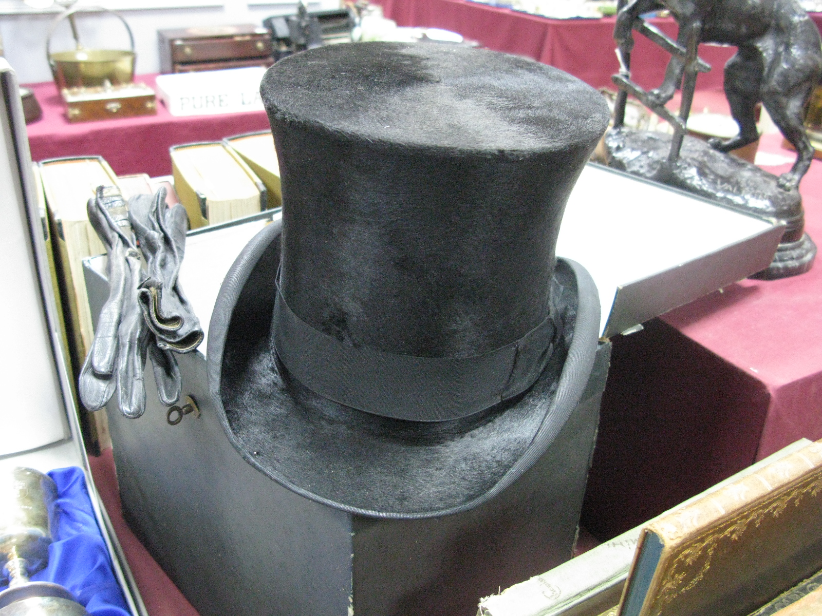 An Early XX Century Top Hat by Thos Townend & Co, London; together with a pair of gloves:- Boxed