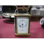 French Made Brass Carriage Clock, with bevelled glass panels, and Alexander Clark, London E.C to