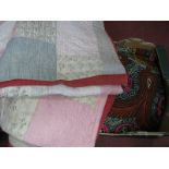 A Patchwork Bed Spread, wall hangings etc:- One Box