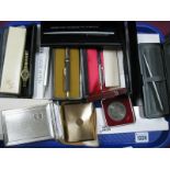 Pens, including Mont Blanc, Papermate, Parker, "Sterling Silver Life Long" etc, a ladies wristwatch,