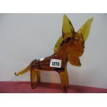 An Amber Glass Donkey, 21.5cm high.