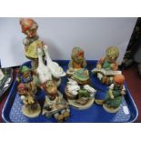 Goebel: Seven Hummel Figures, including Goose Girl (47/2, 7.5inch high), Playmates, Little