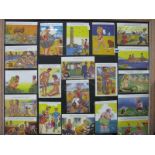 A Framed Collection of Twenty Reproduction Bamforth/Seaside Humour Type Cards, 62 x 76cm.