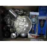 A Mixed Lot of Assorted Plated Ware, including condiment stand, three piece coffee set, coasters,
