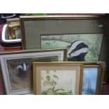 Roy Aplin Badger Study, signed and dated '88, 25.5 x 36.5cm, eight other pictures.