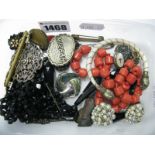 Vintage Brooches, including Mizpah, bead necklaces, pendants, imitation pearl and diamante clip