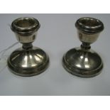 A Matched Pair of Hallmarked Silver Dwarf Candlesticks, (weighted).