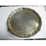 A Hallmarked Silver Waiter, D&JW, London 1956, of plain shaped circular form, with gadrooned edge,