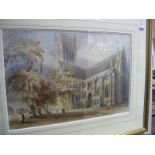 XIX Century School (possibly Lady Alice Eyre), Lincoln Cathedral Showing North Porch, watercolour,