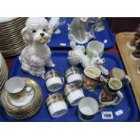 Six Noritake coffee cups and saucers, Sylvac poodle, Italian examples and three character jugs:- One