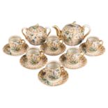 A FOURTEEN-PIECE RUSSIAN PORCELAIN TEA-SET, KHRAPUNOVA-NOVAGO PORCELAIN FACTORIES, LATE 19TH CENTURY