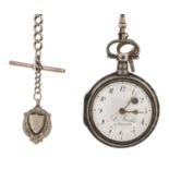 STERLING SILVER POCKET WATCH WITH KEY ON CHAIN