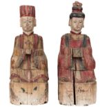 A PAIR OF CHINESE POLYCHROME DEITY SCULPTURES