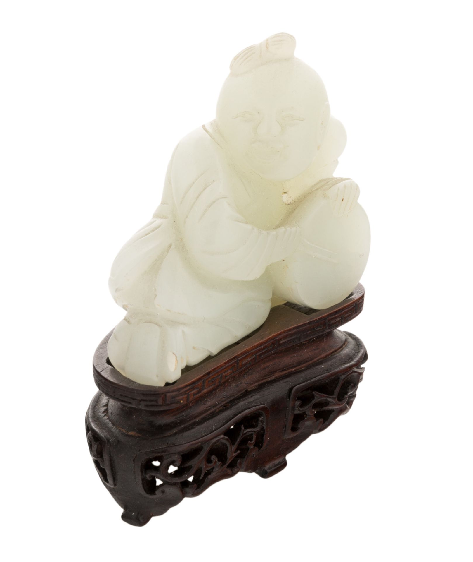 FOUR CHINESE WHITE JADE FIGURES ON STANDS (LATE QING DYNASTY) - Bild 2 aus 6