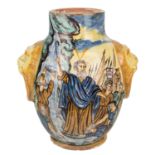 AN ITALIAN FAIENCE VASE, 17TH CENTURY