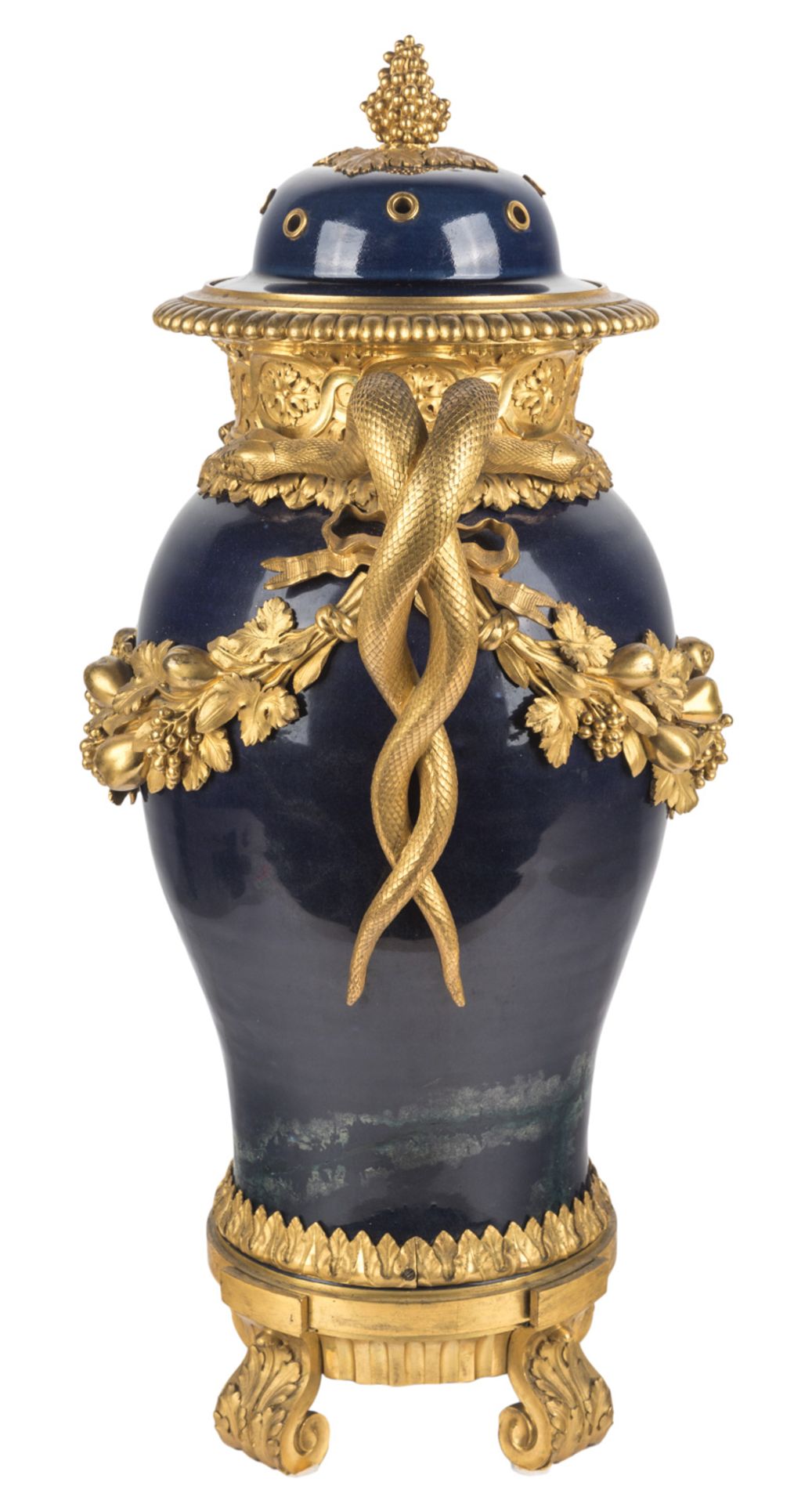 A LOUIS XV/XVI ORMOLU-MOUNTED CHINESE PORCELAIN VASE, WITH LATER SNAKE HANDLES, QIANLONG PERIOD - Image 2 of 2