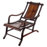A CHINESE ROSEWOOD AND HUANGHUALI MOONGAZING CHAIR, LATE QING DYNASTY