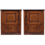 PAIR OF LARGE NINETEENTH-CENTURY POLLARD OAK BEDSIDE PEDESTALS each with a square top above a