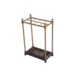 VICTORIAN PERIOD BRASS AND METAL STICK STAND 64 cm. high; 40 cm. wide; 24 cm. deep