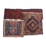 THREE AFGHAN MATS 73 x 83 cm. and smaller