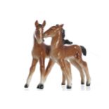 ART POTTERY FIGURE_OF_FOALS 11 cm. high; 11 cm. wide; 5.5 cm. deep