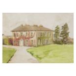 IRISH SCHOOL, TWENTIETH-CENTURY House and garden Watercolour Enclosed in a glazed frame 25 x 35 cm.