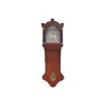 NINETEENTH-CENTURY DUTCH DROP DIAL WALL CLOCK enclosed in a mahogany case 100 cm. high; 32 cm. wide;