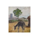 PETER VENTOYD Donkey in a landscape Oil on canvas Signed and dated, lower-left Enclosed in a wood