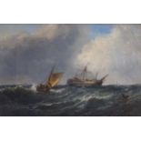 EDWIN HAYES, RHA, RI, ROI (IRISH, 1819-1904)Shipping in turbulent seasOil on canvas, unlinedSigned