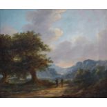 JAMES ARTHUR O'CONNOR (IRISH, 1792-1841)Wooded mountain landscape with figuresOil on canvas,