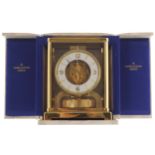 JAEGER LECOULTRE ATMOS MANTLE CLOCKin original leather case22 cm. high; 18 cm. wide