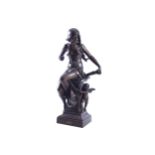 NINETEENTH-CENTURY BRONZE SCULPTURE of a seated female with a cherub at her feet67 cm. high