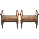 IMPORTANT PAIR OF NINETEENTH-CENTURY CARVED WALNUT WINDOW SEATS