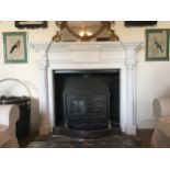 GEORGE III STYLE WHITE AND SIENNA MARBLE CHIMNEY PIECE