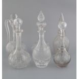 GROUP OF FIVE CRYSTAL DECANTERS