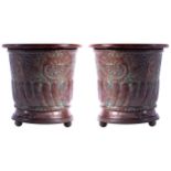 PAIR OF NINETEENTH-CENTURY MAHOGANY AND METAL LOG BARRELS