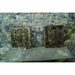 PAIR OF SANDSTONE HERALDIC WALL MOUNTED PLAQUES
