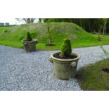 PAIR OF CLASSICAL ITALIANATE STONE URNS